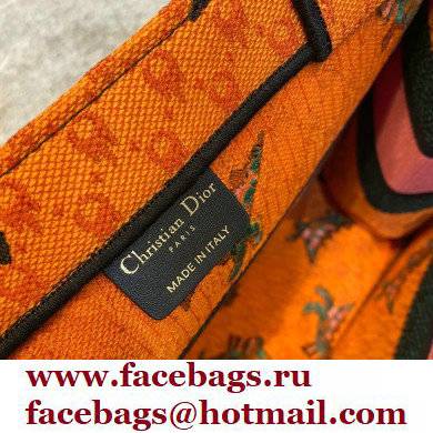 Dior Small Book Tote Bag in Multicolor Dragon  &  Fire Embroidery Orange 2021
